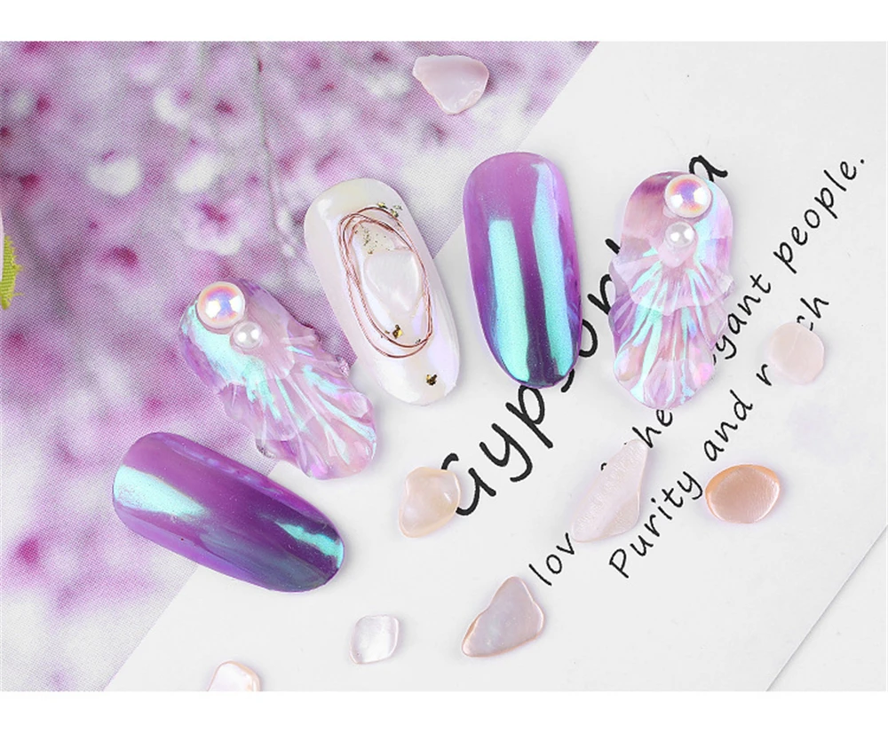 1 Box Pearls Sea Shell Stone Nails Art Sequins for Nail UV Gel Polish Decoration of Nail Accessories