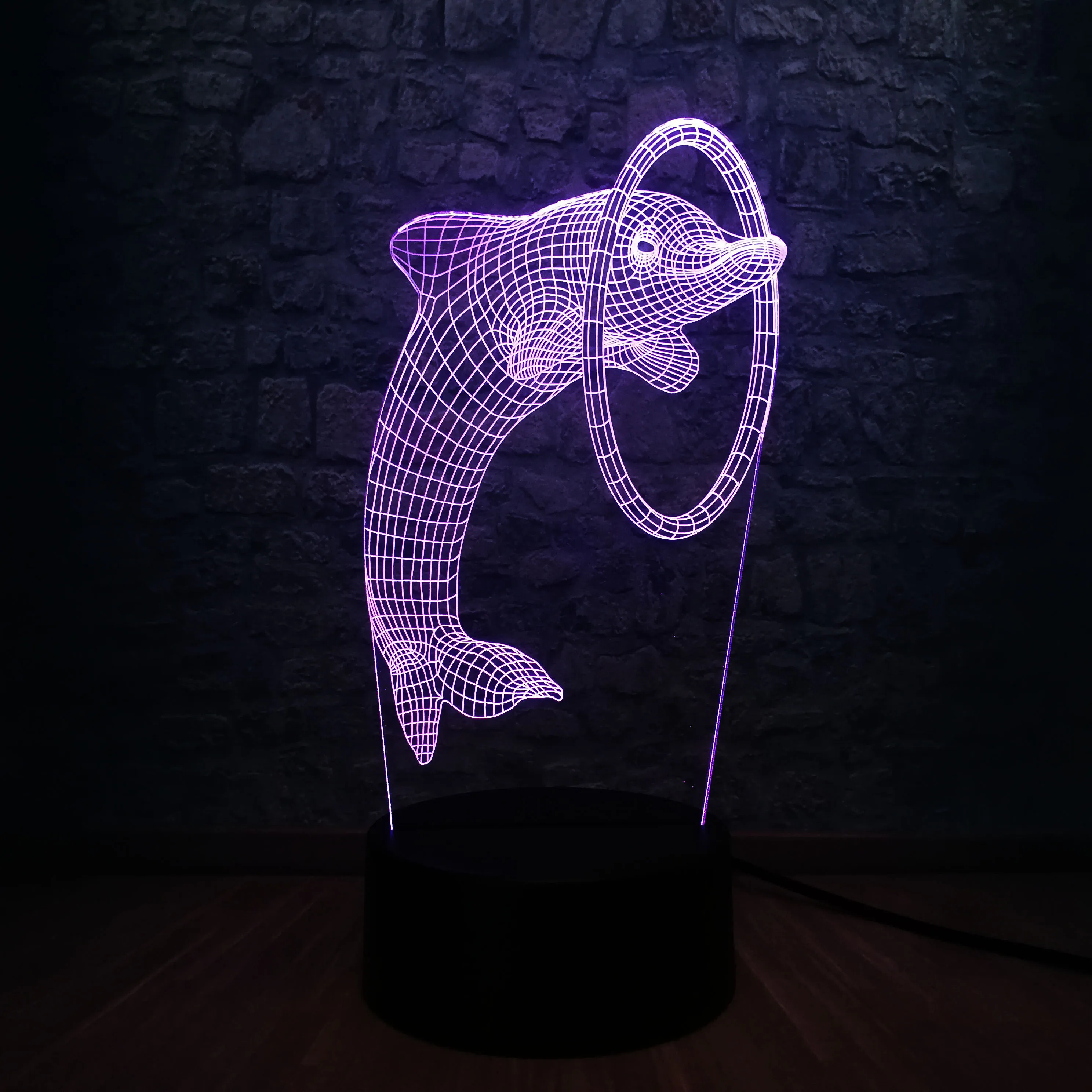Активный животный 3D светодиодный USB лампа милый Дельфин прыжки Акула