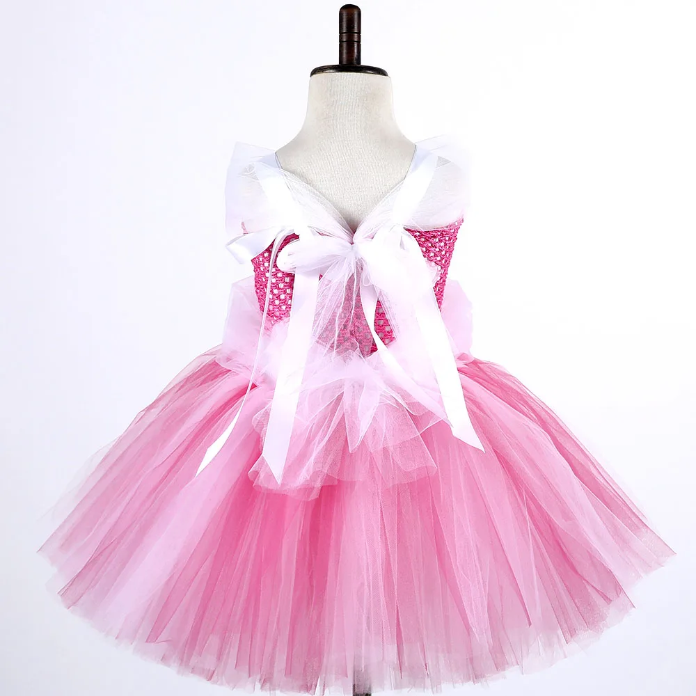 Princess Cinderella Tutu Dress Hot Pink Sleeping Beauty Aurora Birthday Party Cosplay Dresses Halloween Custom for Kids | Детская одежда