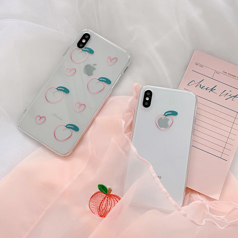GlamPhoneCase персиковый Прозрачный чехол для телефона iPhone XS Max XR X 8plus 8 7plus 7 6 S/6 Plus Мягкий