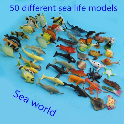 50 шт. Малый Размеры Sea Life модель Игрушечные лошадки ПВХ 4 7 см бассейн Fish игрушки
