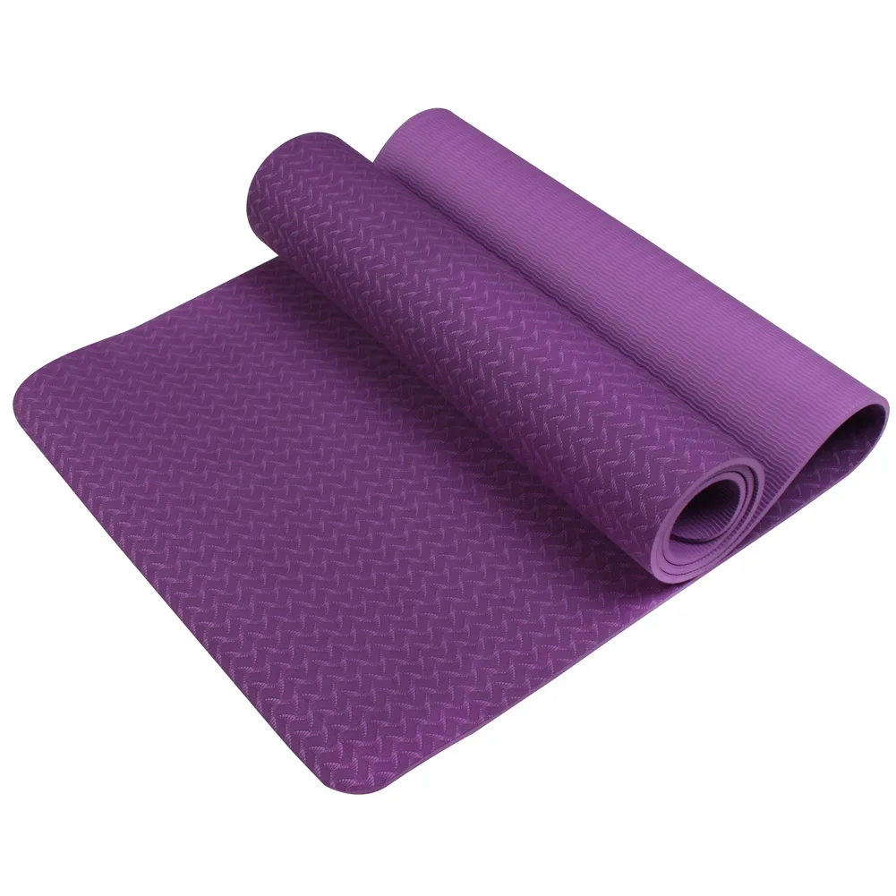 No-slip Yoga Mat 6mm TPE Sport Yoga Mat Fitness Pilates Gymnastics Widening Thickening Pad BB55 - Цвет: Сливовый