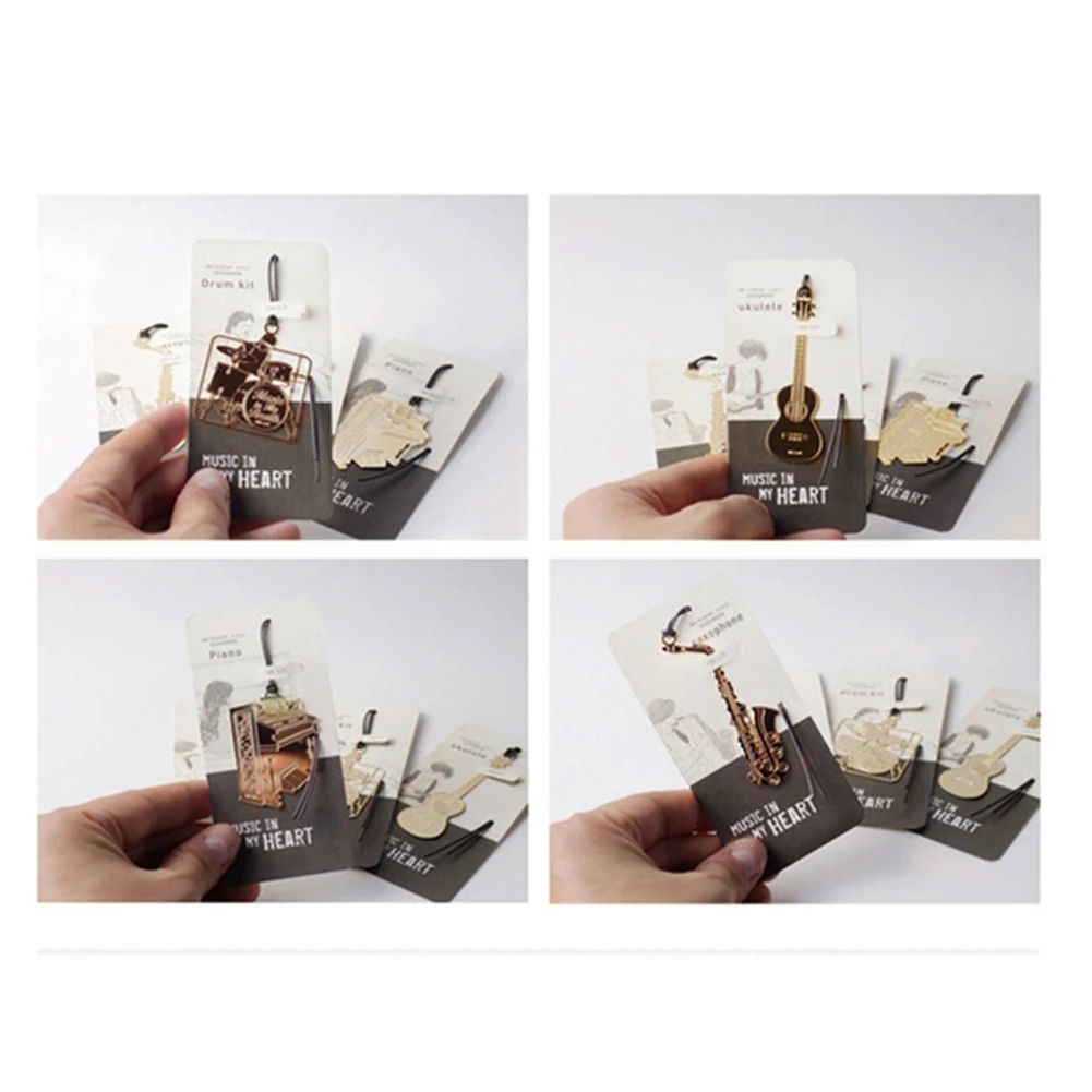 Творческий 4 шт. Позолоченные металлический инструмент закладки Книга