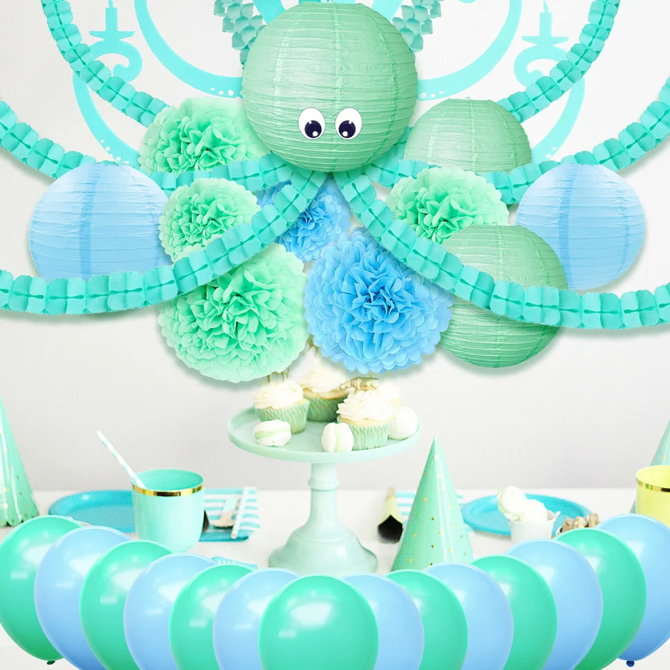 Nicro Octopus, 9/33 шт., зеленые украшения для дня рождения, Детский комплект, летние фонарики с цветами, новые вечерние украшения для дома, сделай сам,# Set105