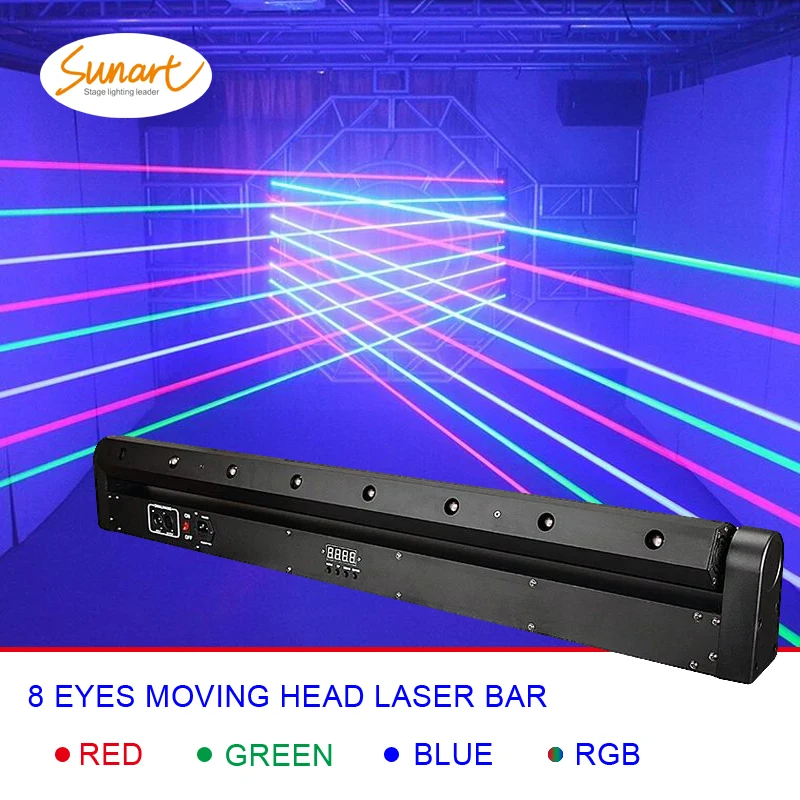 Бесплатная доставка 8 глазый RGB сценический эффект лазерный сканер штрих лучевое