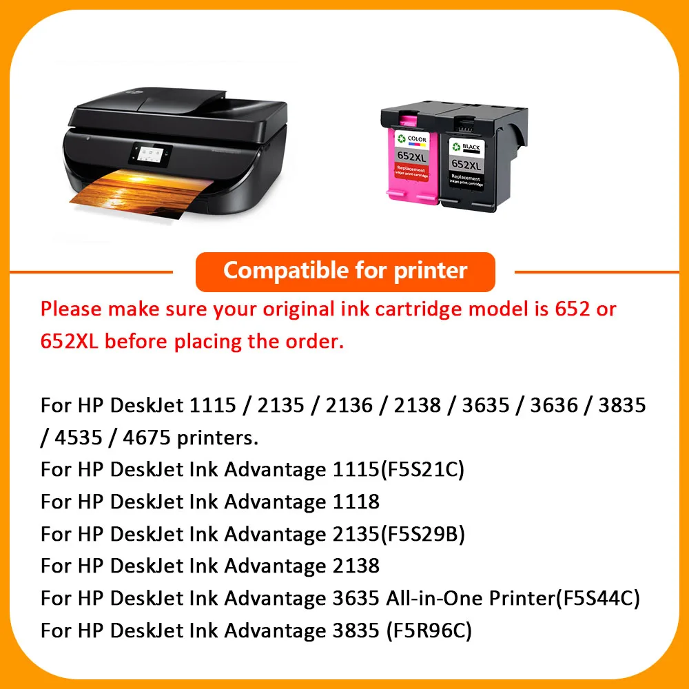 Hisaint 652XL заполняемый картридж для чернил Замена hp 652 XL с чернилами Deskjet 1115 1118 2135 2136