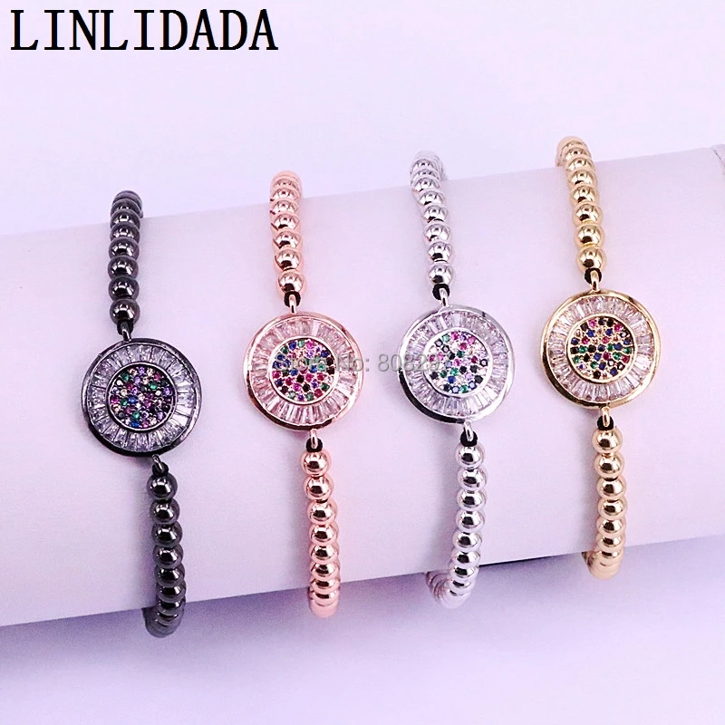 

10Pcs Trendy Mirco Pave CZ Round Bracelet Men Women Braided Macrame Charm Bracelets Jewelry Gift