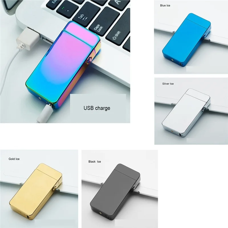 Ultra-thin Metal Electronic Cigarette Lighter Pulse USB Lighters Flameless Windproof Electric Arc Cigar | Дом и сад