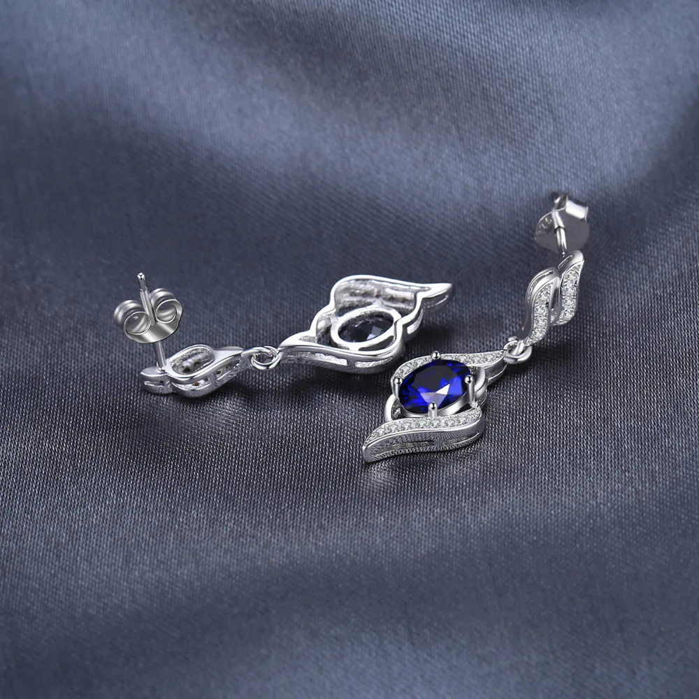 Jewelrypalace 2.2ct создан синий сапфир Длинные висячие серьги натуральная 925 пробы Серебряные ювелирные изделия для Женская обувь Модные украшения