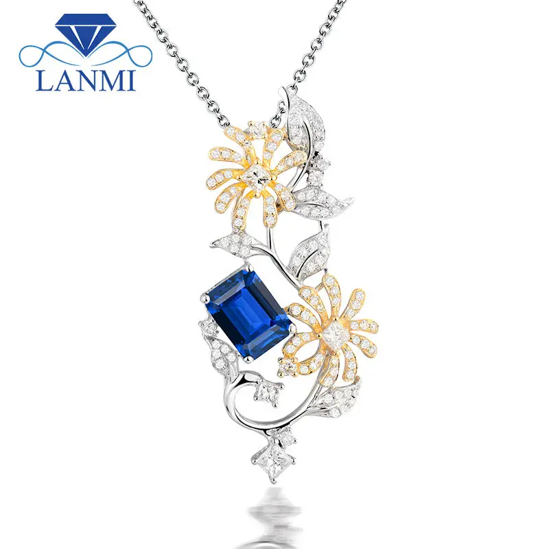 LANMI Благородные Ювелирные изделия изумрудная огранка 6x8 мм Твердые 18K двухцветный