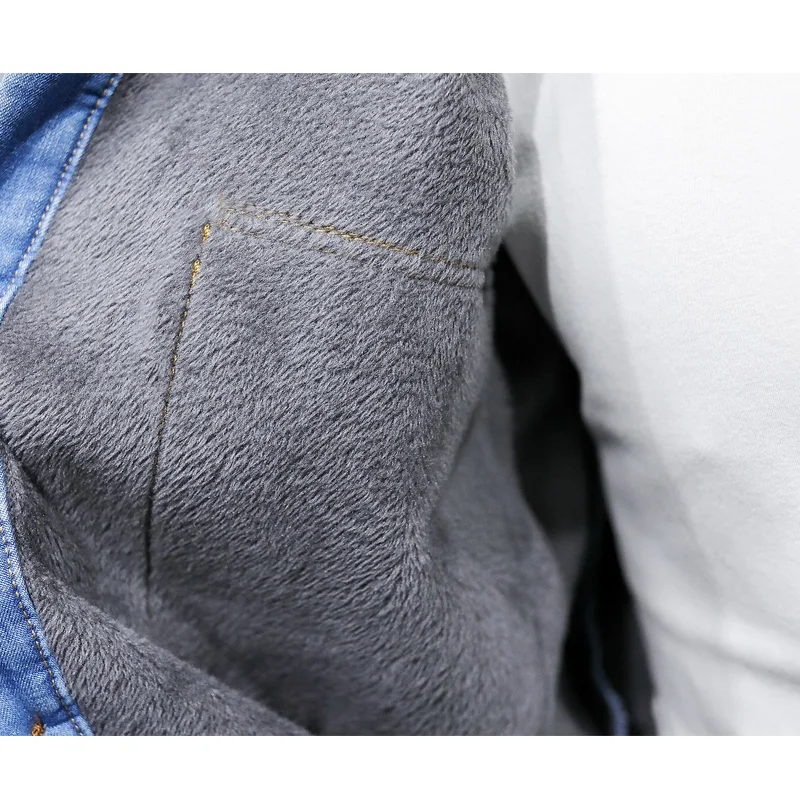 2017 зимние фланелевые плотные джинсовые рубашки мужские теплые джинсы с длинным