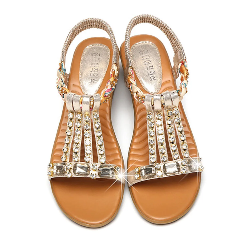 Женские летние пляжные туфли SAGACE на танкетке с кристаллами и блестками богемные