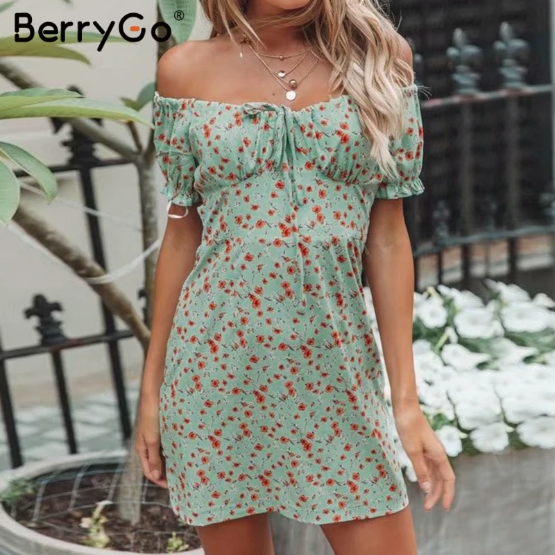 BerryGo пикантные boho платья для женщин мини платье облегающее с открытыми плечами