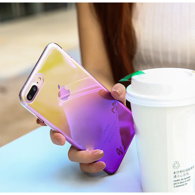 Gradient Color Cases For iPhone 7 Case Transparent Plastic Back Cover 6 6s Plus Capinha Couque |