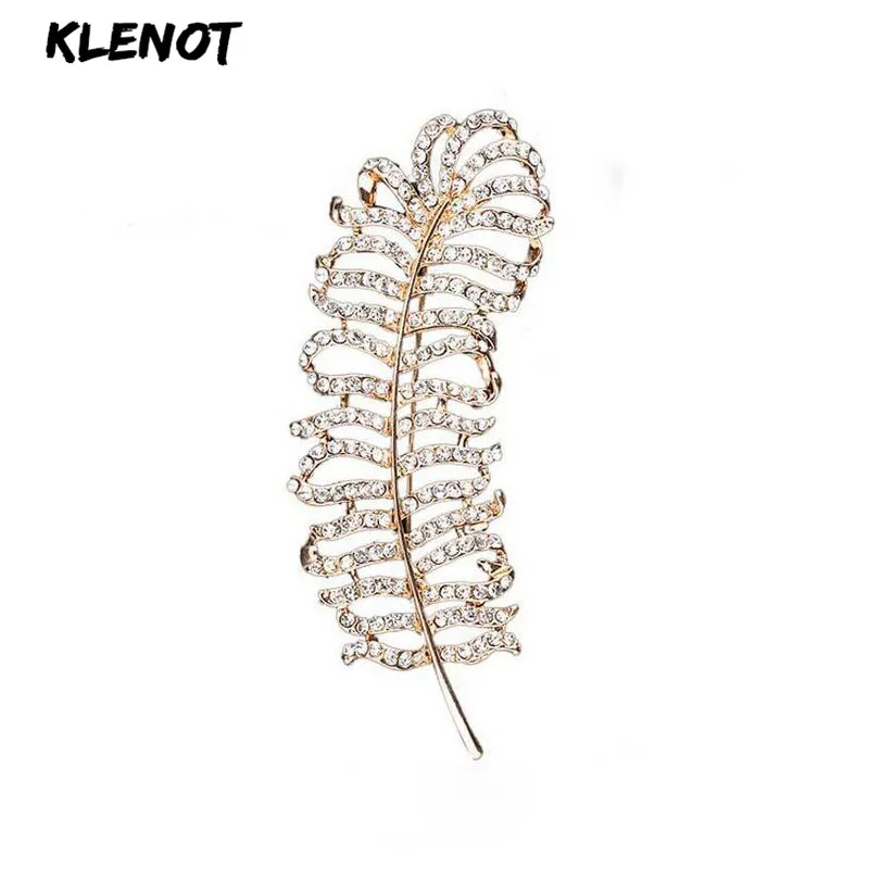 Стразы перо кристалл лист брошь булавки стиль павлина женское украшение для