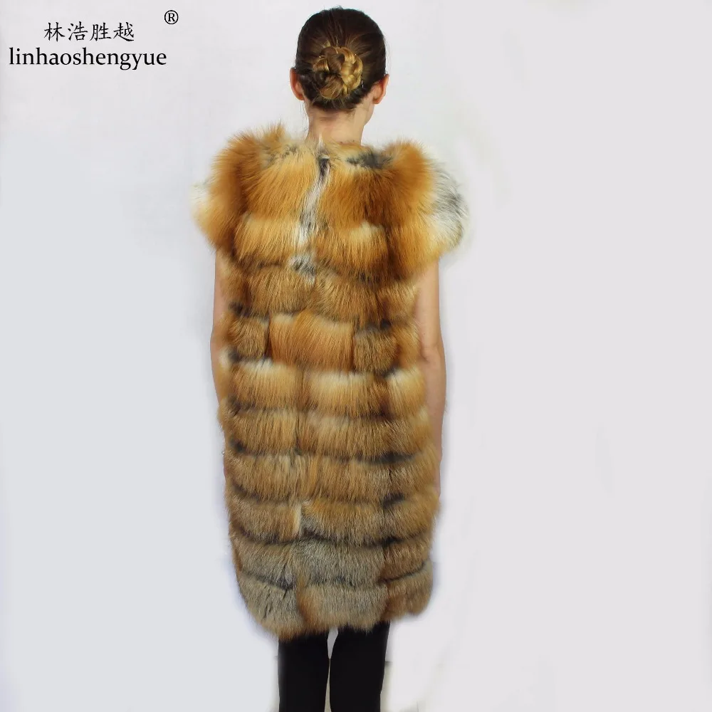Linhaoshengyue 2017 NEW Fashion Winter Warm Real Red Fox Fur Women Vest