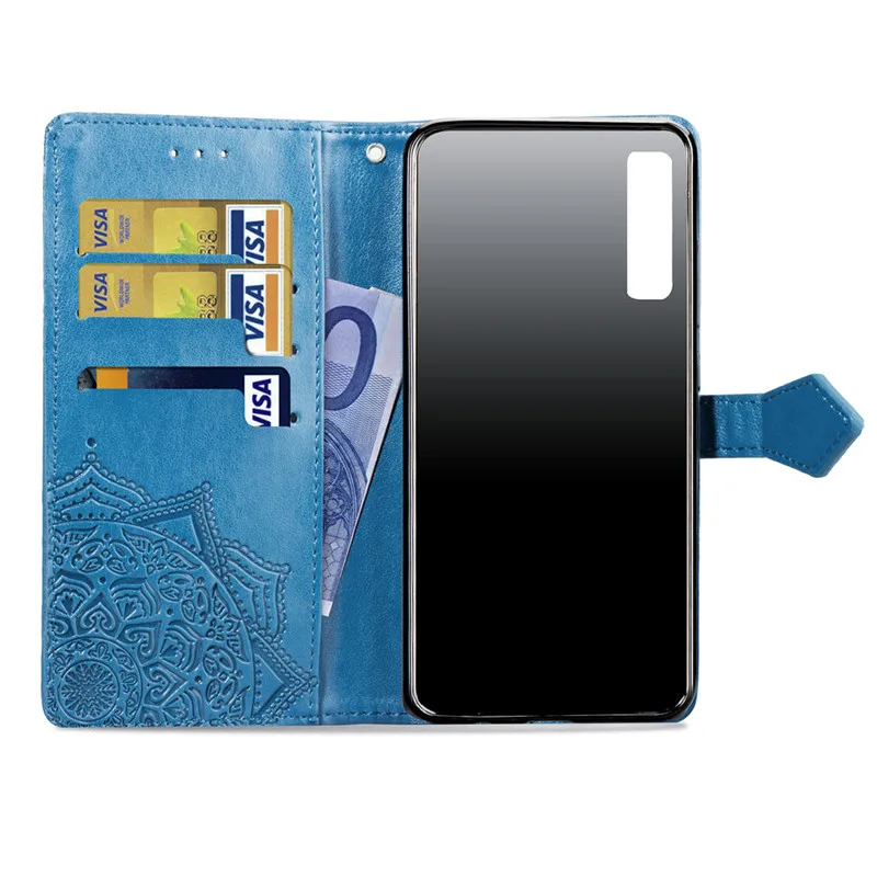 Кожаный чехол для Fundas Samsung Galaxy A7 2018 Coque A9 Капа тиснение флип кошелек телефона сумки