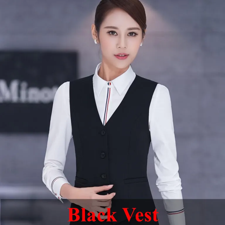 Black vest Высокое качество женский полосатый жилет Новое поступление осенняя одежда для офиса Дамская мода размера плюс Рабочая одежда - Цвет: Black vest