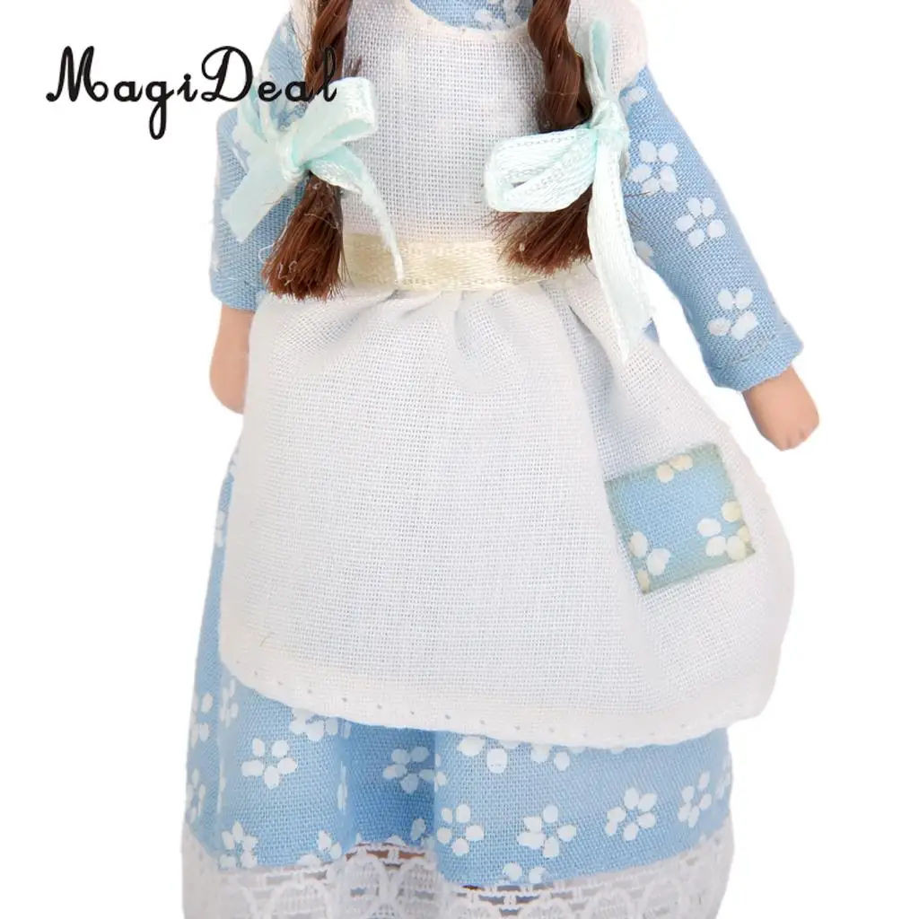 MagiDeal, 1 шт., 1/12, кукольный домик, миниатюрные фарфоровые куклы, плетеные волосы, маленькая серванта, девочка, w подставка для украшения спальни, детские игрушки, 2 вида