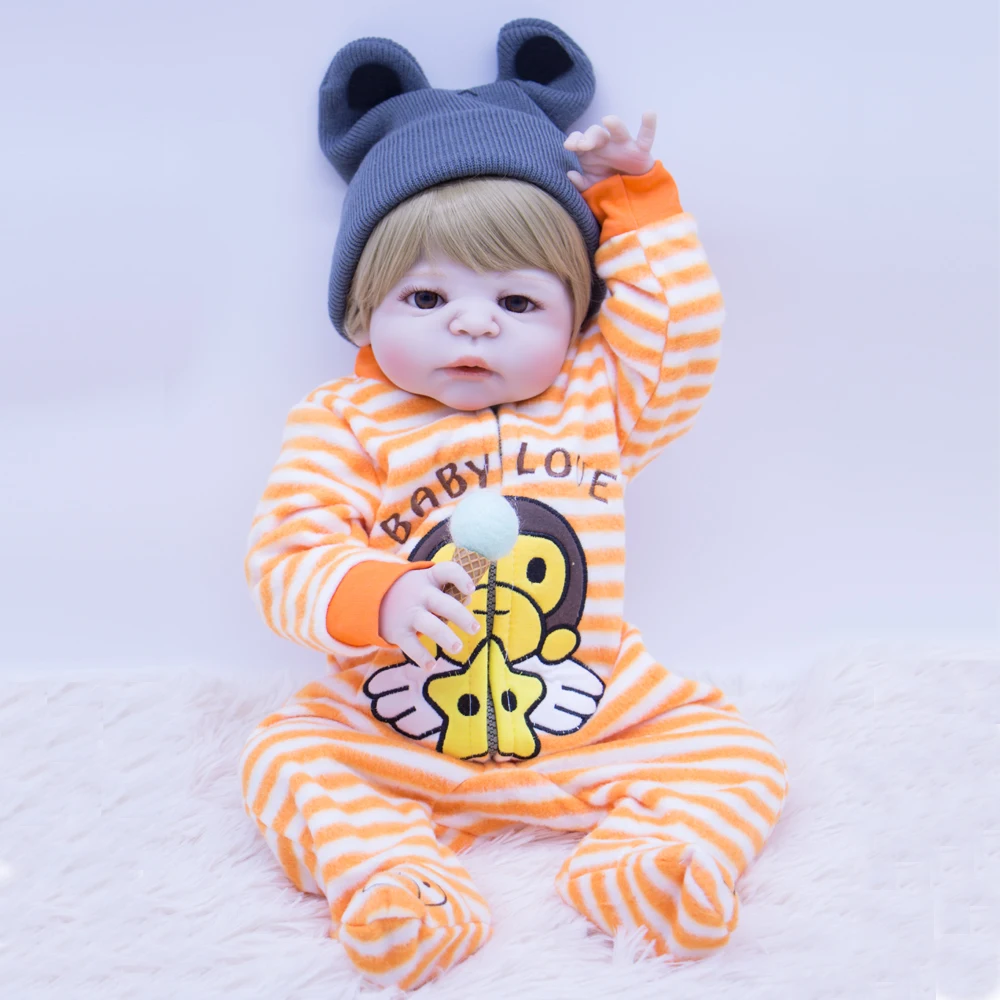 

NPK DOLL Handsome Baby Dolls Reborn boy 22''55CM Lifelike all Silicone Babies Reborn Baby Doll Toys For Children Christmas Gift