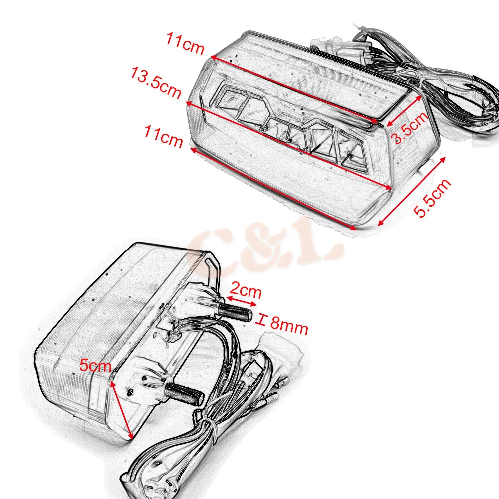 Красный светодиодный сигнал поворота заднего хода для мотоцикла Honda Grom 125 MSX CB/CBR650F