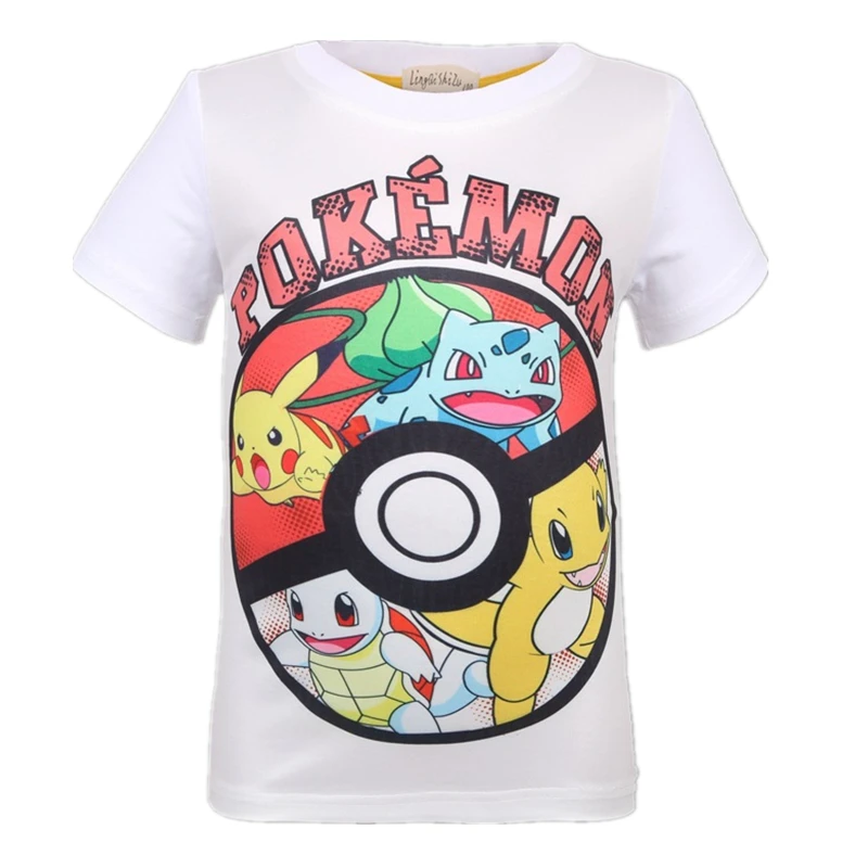 cute t shirt white Покемонов для мальчика футболка для детей, детские хлопковые летние платья для девочек рубашка 3D принт футболка «Пикачу» для детей Одежда для девочек футболки милые футболки для девочек - Цвет: cute t shirt white