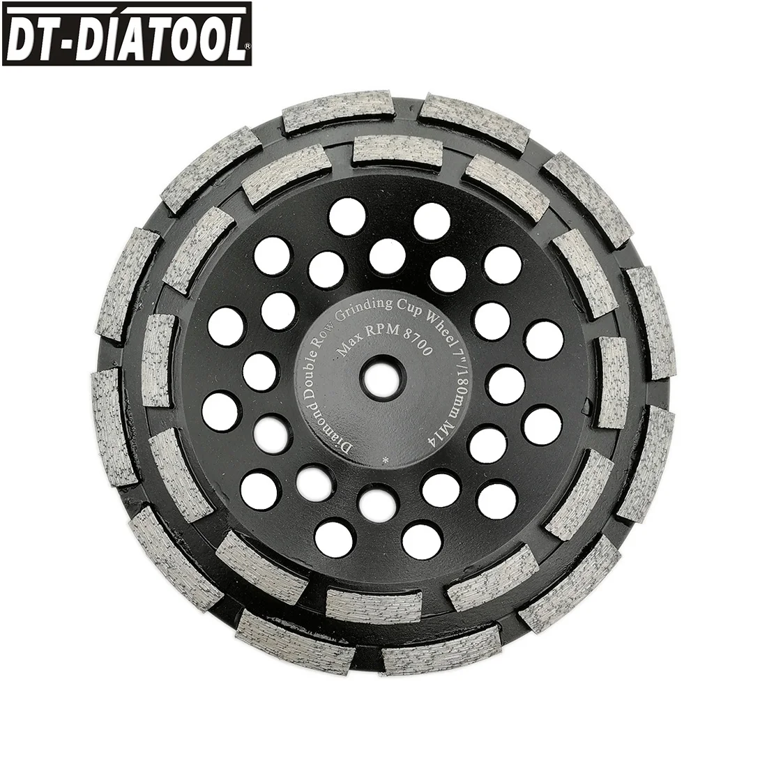 

DT-DIATOOL 1pc Dia 180mm/7inch Premium Diamond Double Row Cup Grinding Wheel with M14 connection for Concrete Hard Stone Granite