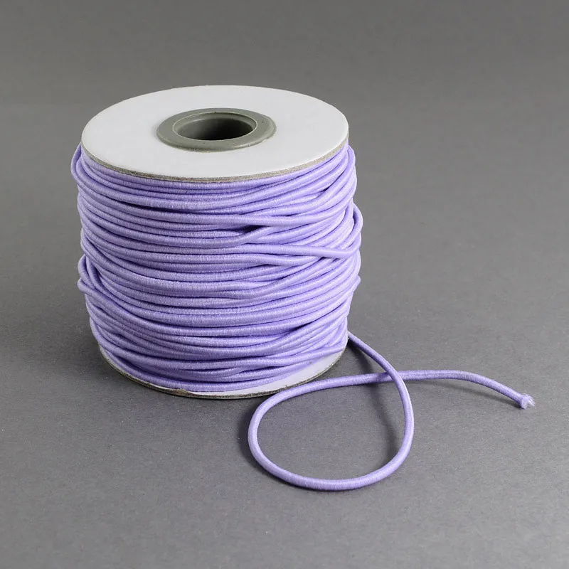 Lilac 100 м/рулон 1 мм 2 мм цветной круглый эластичный волокнистый шнур с нейлоновой наружной и резиновой внутренней частью для изготовления ювелирных изделий DIY F83 - Цвет: Lilac