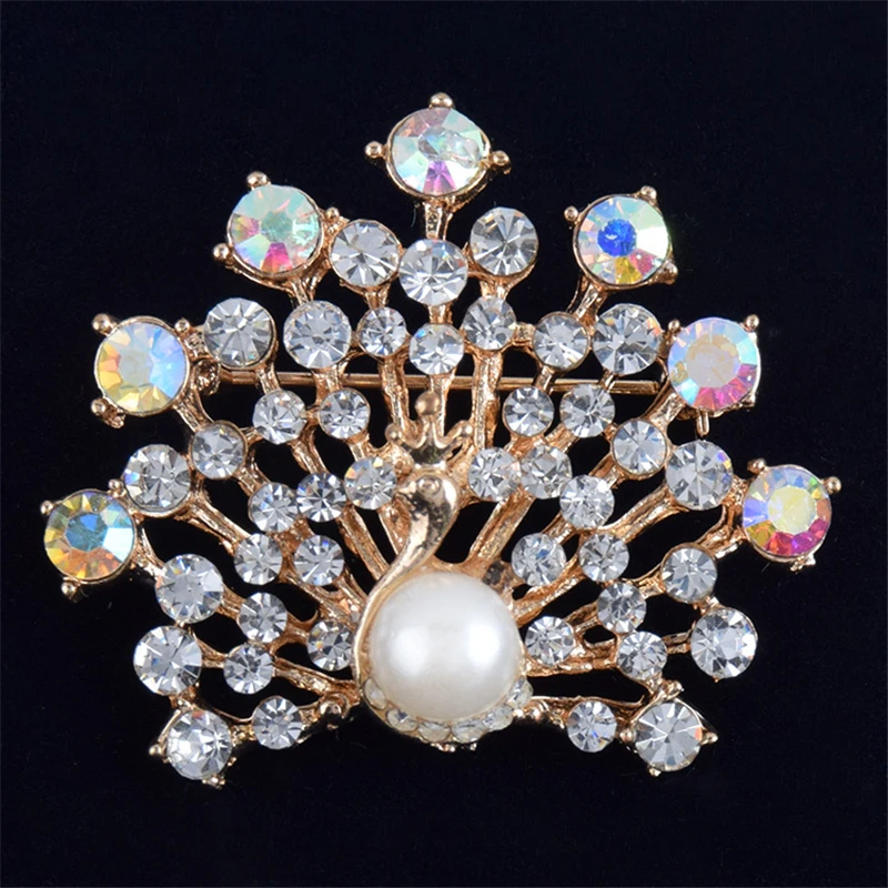 Maxsin 1 шт. Алмазная кристальная брошь павлина для женщин металлический кристалл