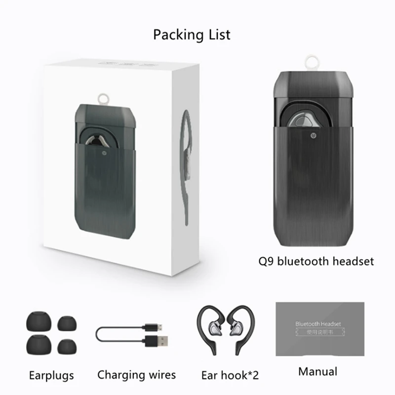 AMTERBEST TWS Q9 беспроводная Bluetooth гарнитура с зарядкой Champer наушники для мобильного телефона HD стерео наушники для IOS Android