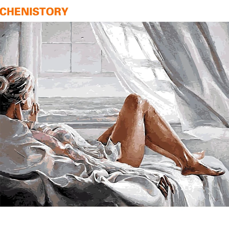 

CHENISTORY Frame Figure Picture DIY Painting By Numbers Women Modern Wall Art Canvas Painting Calligraphy For Home Decor 60x75cm