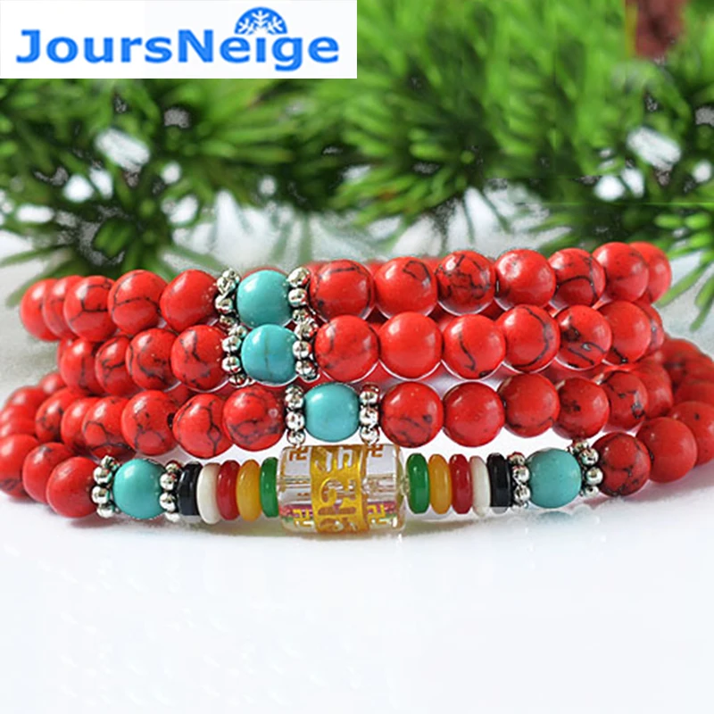 Женские многослойные браслеты из натурального красного камня 108 бусин 6 мм|bracelets