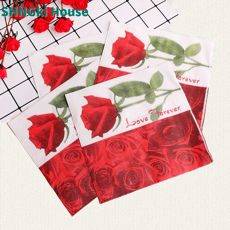 20 шт./упак. Bloosm с цветочным узором в виде роз цветочную тему бумажные салфетки
