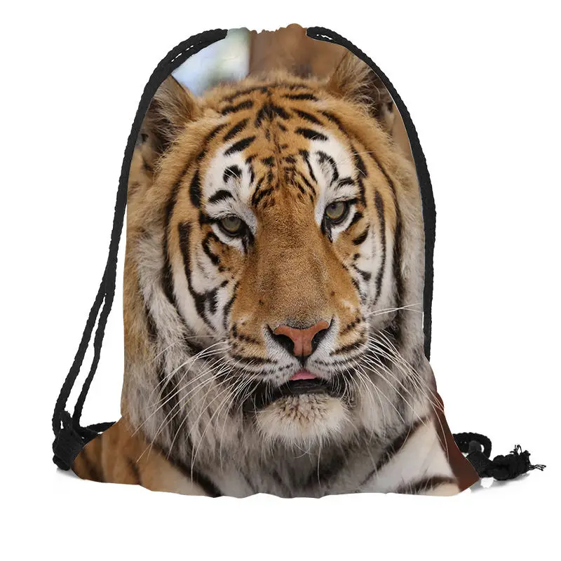 Индивидуальный рюкзак на шнурке с тигром шелковая мягкая сумка большая