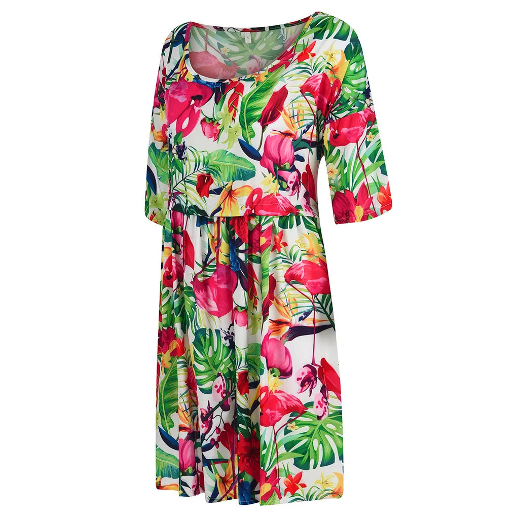 Vestidos femininos, женское свободное мини-платье с цветочным принтом и коротким рукавом, летнее платье, летняя одежда для женщин