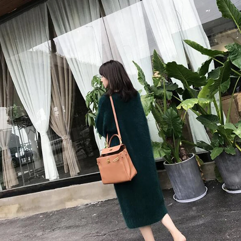 Женское длинное платье-свитер с V-образным вырезом | Женская одежда