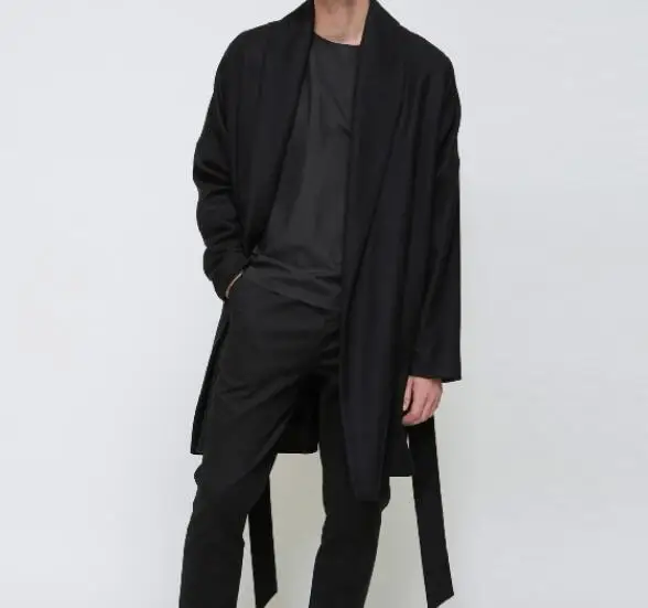 

S-6XL HOT 2020 Autumn and winter Men's New Fashion Personalized customization Large size Medium long loose belt woolen coat