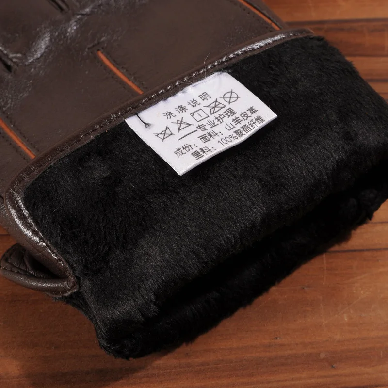 Мужские зимние перчатки Gours коричневые варежки из натуральной козьей кожи с