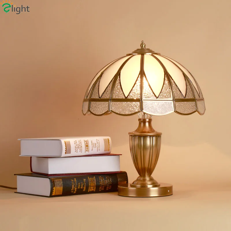 Европейская роскошная медная Светодиодная настольная лампа в стиле ретро