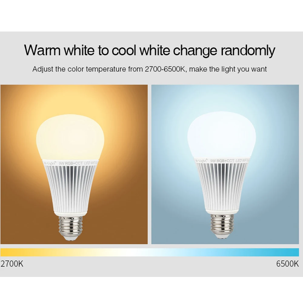 Milight YB1 9W RGB + CCT WIFI Светодиодная лампа 2 4G Беспроводная 2700 K-6500 K с регулируемой