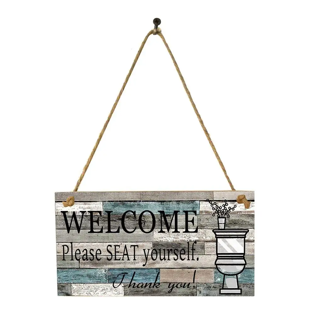 

Printed Wooden Wall Hanging Welcome Sign Plaque Sign Bathroom Living Room Home Porch Decoration Cafe Shop Door Hanging Sign Gift