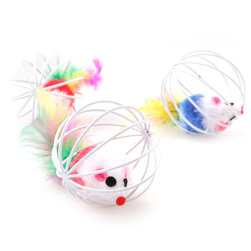 1 шт. красочное перо игрушечная Мышка для кошки интерактивная игра полый шар