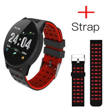 Red Plus Strap LYKLY для мужчин и женщин Смарт-часы фитнес-трекер пульсометр кровяное давление кислородный монитор Будильник Напоминание умные часы спортивные часы - Цвет: Red Plus Strap