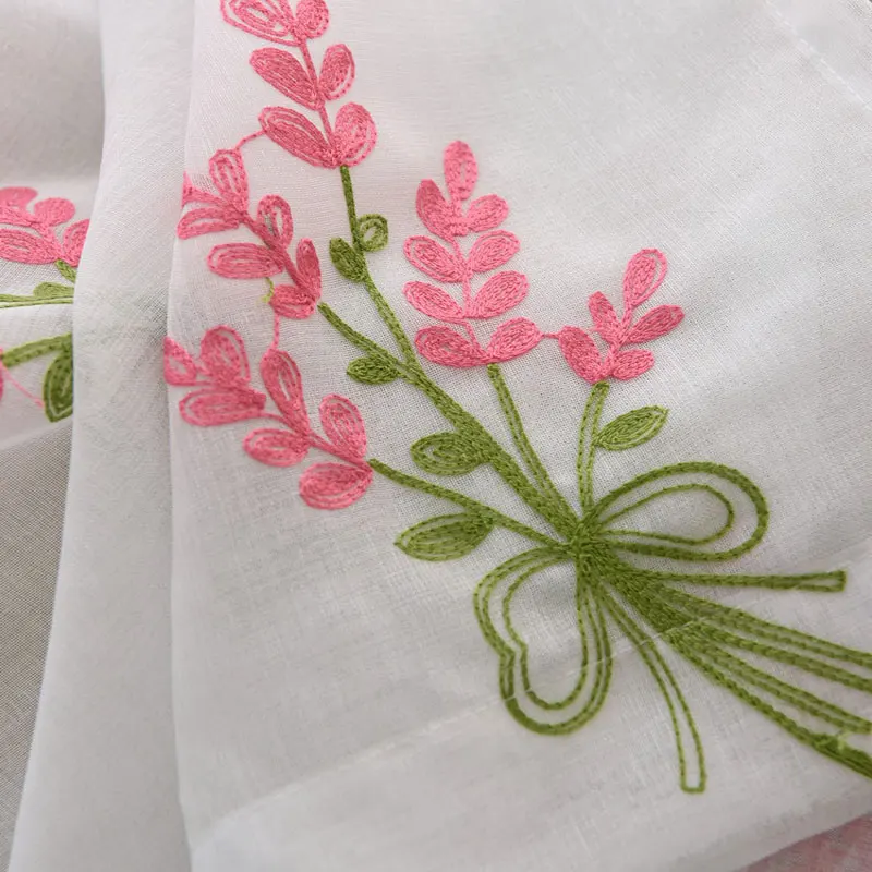 High-grade white embroidered lavender flowers European style tulle curtains bedroom / living room balcony 2 colors | Дом и сад