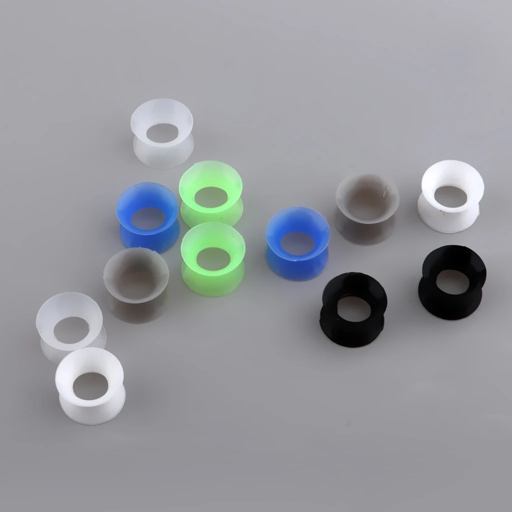 MagiDeal 12Pcs Silicone Double Flared Plugs Ear Gauges Stretching Expander 8mm-20mm