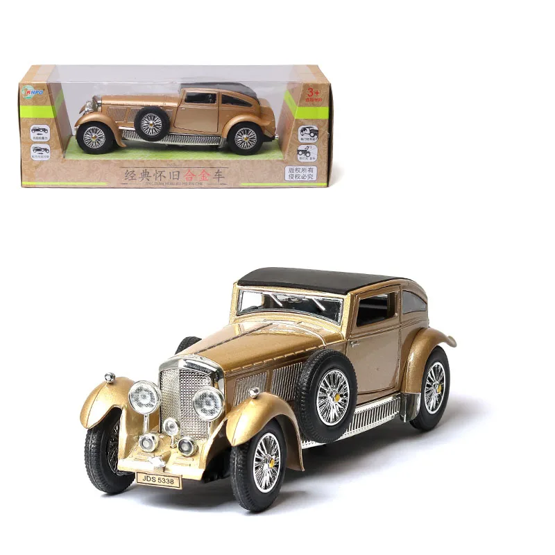 Золотой 1/32 сплав под старину 8L классическая модель игрушки Автомобили литья под давлением ретро автомобиль с Оригинальная коробка игрушки для детей Коллекция Свет Звук дизайн - Цвет: Золотой