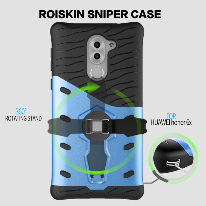 Thouport Case For Huawei Honor 6X / GR5 2017 Silicone Shockproof Rotate Kickstand back covers Mate 9 lite Cover |