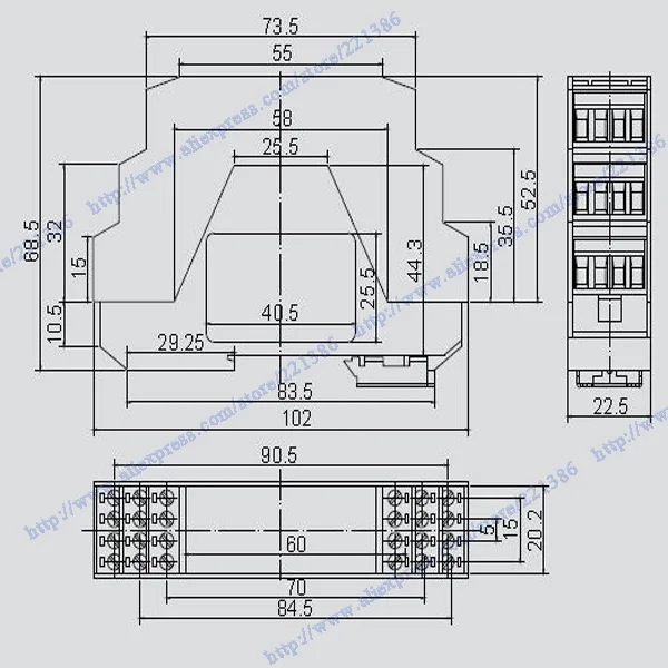 Три уровня зеленый пластиковый корпус электроники Компонент корпуса plc din rail