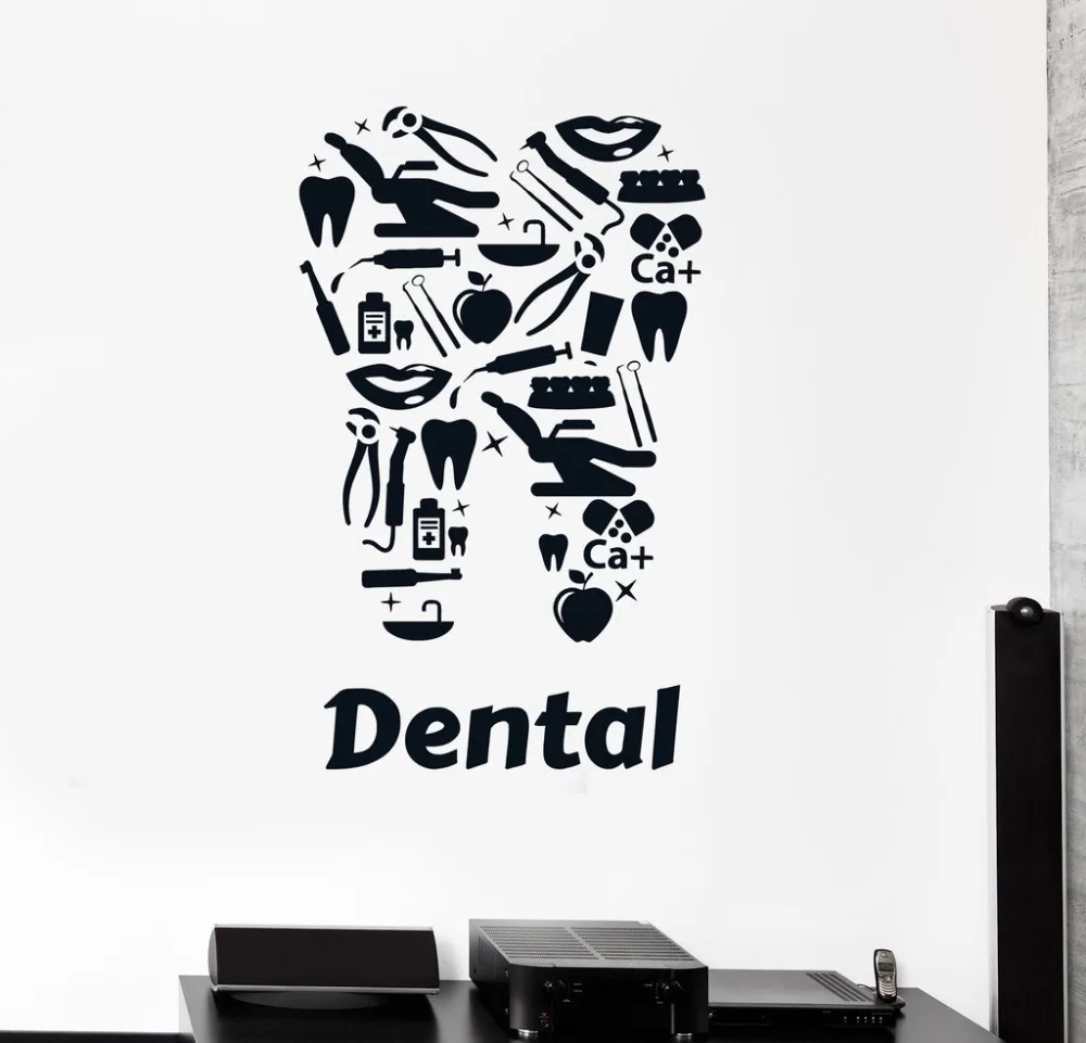 

Tooth Vinyl Wall Decal Dental Clinic Dentists Tooth Tools Stickers Art Home Decor Unique Mural Living Room Wallpapers L272