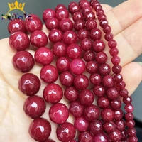 natural stone beads faceted red chalcedony loose spacer beads for jewelry making 4681012mm diy handmade bracelets 15strand